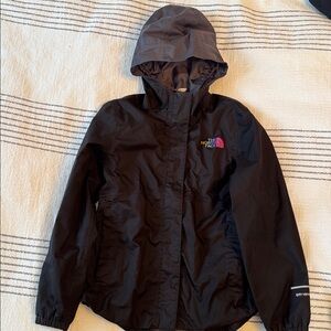 The North Face Junior’s girl’s Black Antora Rain Jacket.